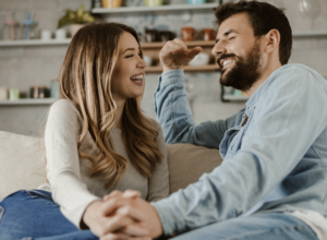 couple laughing together