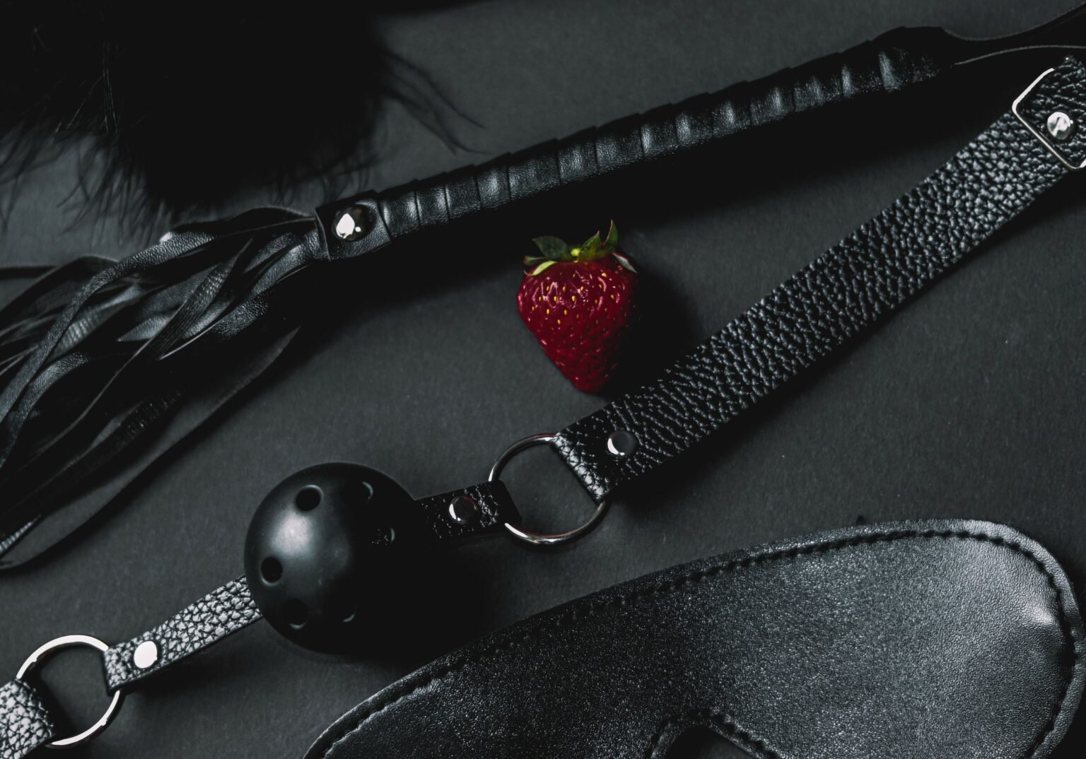 Fetish equipment for adlt playrooms such as leather whips and other wrotic toys
