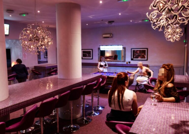 Lounge bar with billiards table at the swingers club Quest in Leeds, Hunslet